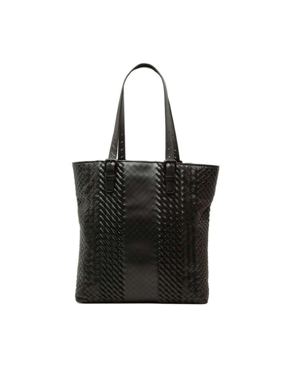 Bottega Veneta Intrecciato Tote Shoulder Bag Black Leather